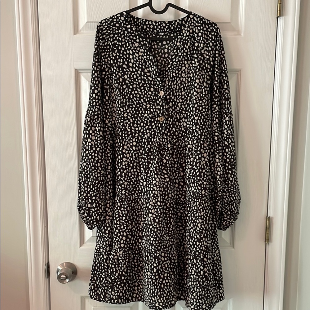 Elegant Black and White Polka Dot Dress